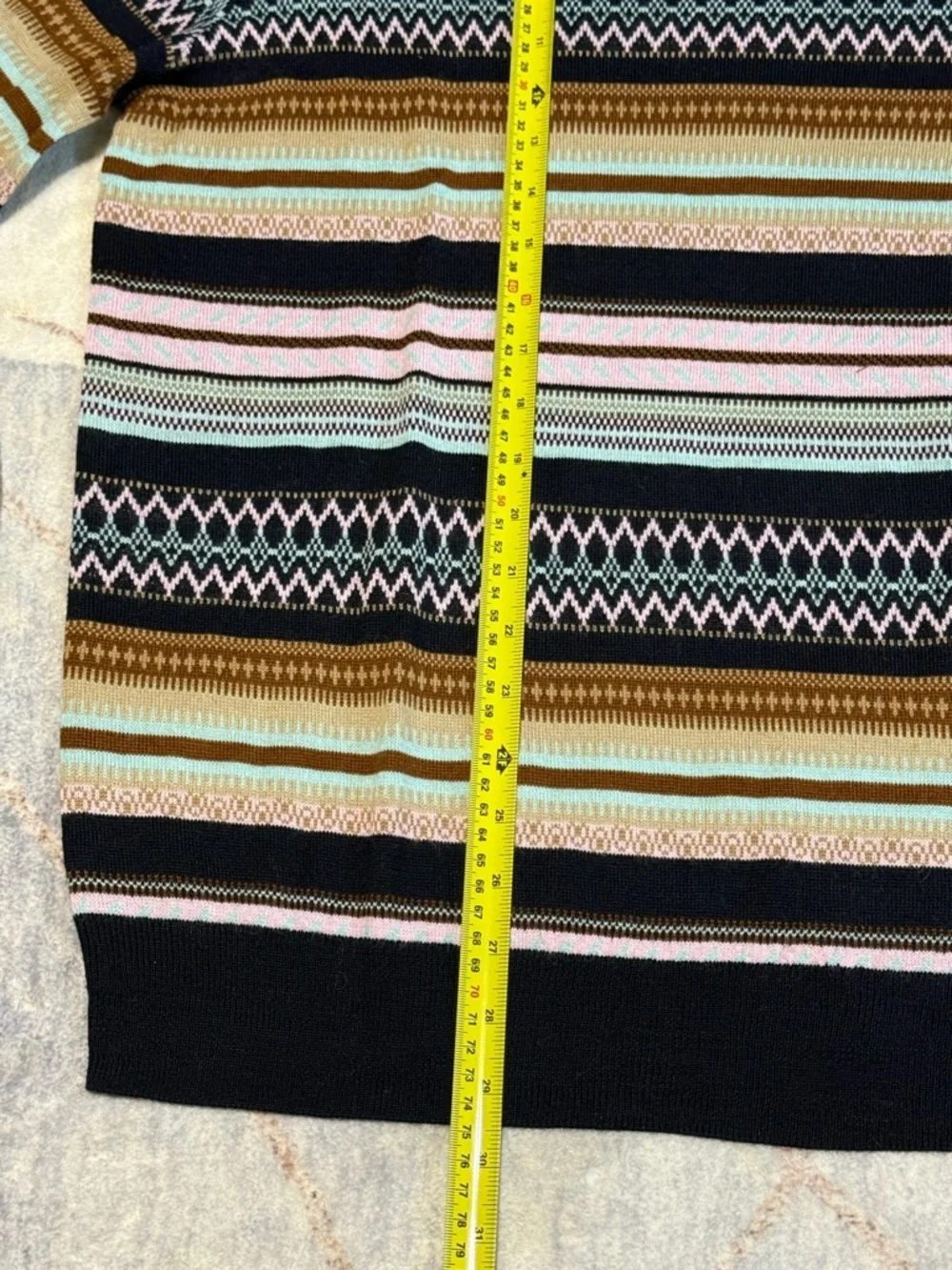 Club Room Men’s Multi-Striped Crewneck Sweater - Black & Pastel Stripes Size L
